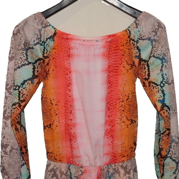 Lovers + Friends Carmella Snakeskin Off Shoulder Boho Romper Size XS Geometric - Picture 3 of 9